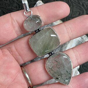 Green Rutilated Quartz Pendant Gemstone Crystal Jewelry